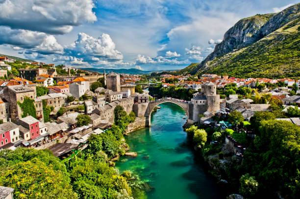 Mostar old town view